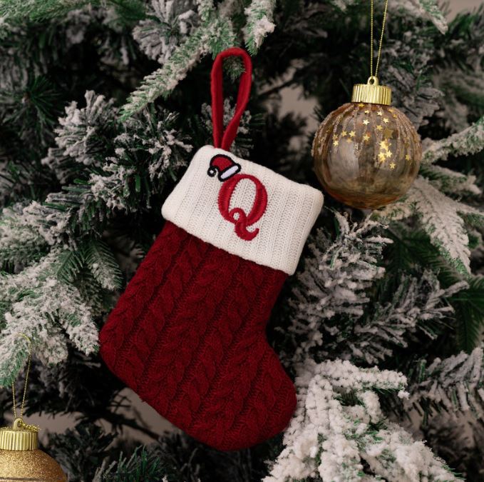 Red Knitted Christmas Letter Socks Christmas Tree Pendant
