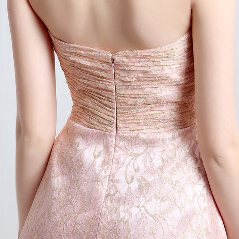 Chic Strapless Light Pink Short Dress with Ruched Bodice - Prom Dress, LX137