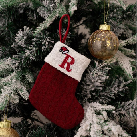 Red Knitted Christmas Letter Socks Christmas Tree Pendant