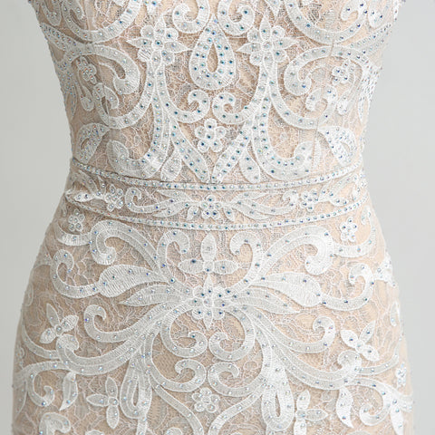 Elegant Sleeveless Mermaid Evening Gown with Exquisite Embroidery Prom Dress，LX212