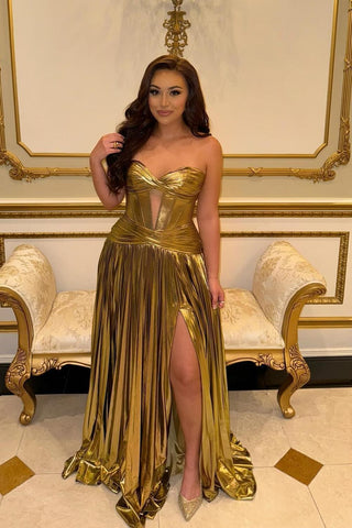 Cute A Line Turquoise Sweetheart Metallic Pleated Prom Dresses