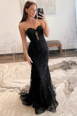 Cute Sweetheart Mermaid Blue Lace Prom Dresses