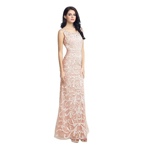 Elegant Sleeveless Mermaid Evening Gown with Exquisite Embroidery Prom Dress，LX212