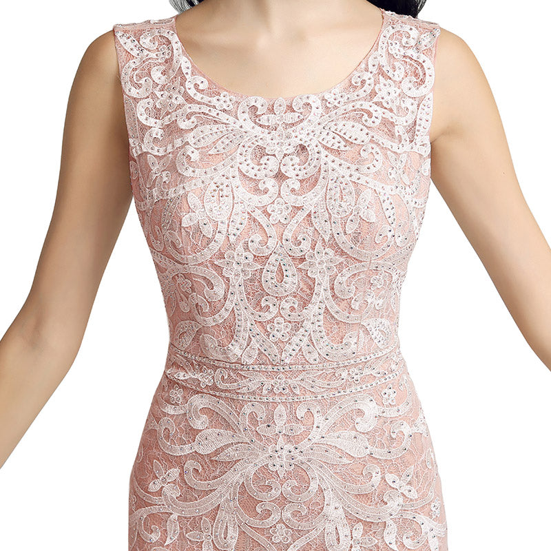 Elegant Sleeveless Mermaid Evening Gown with Exquisite Embroidery Prom Dress，LX212
