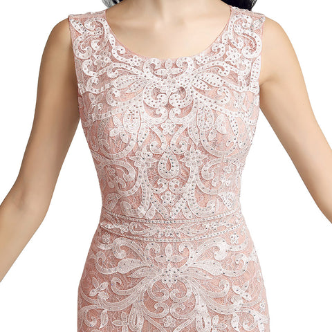 Elegant Sleeveless Mermaid Evening Gown with Exquisite Embroidery Prom Dress，LX212