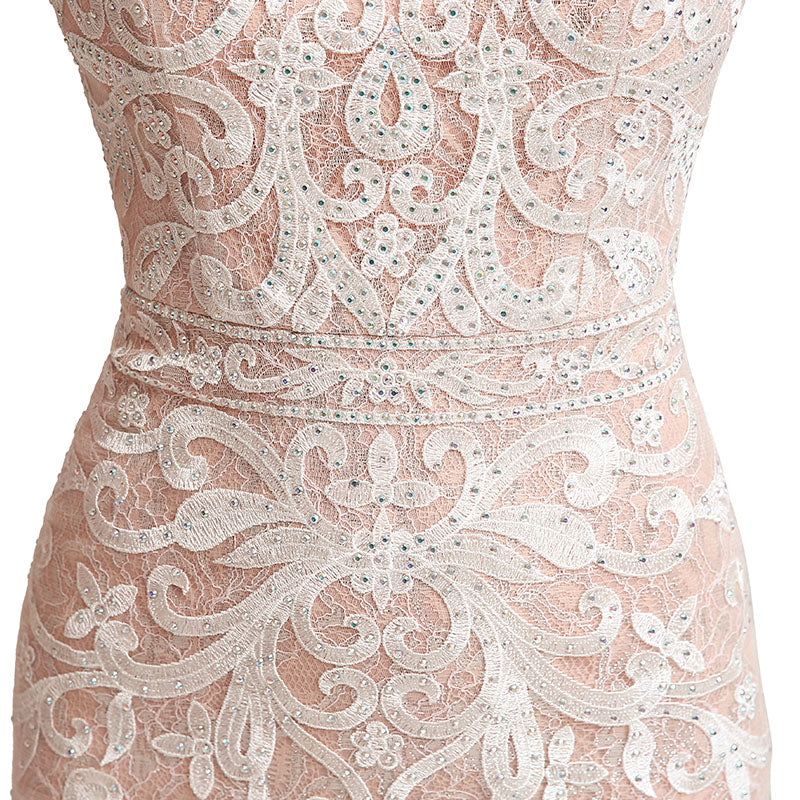 Elegant Sleeveless Mermaid Evening Gown with Exquisite Embroidery Prom Dress，LX212