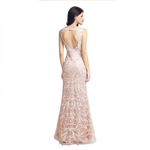 Elegant Sleeveless Mermaid Evening Gown with Exquisite Embroidery Prom Dress，LX212