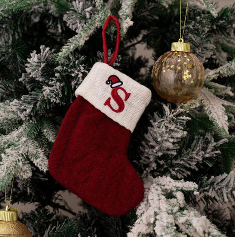 Red Knitted Christmas Letter Socks Christmas Tree Pendant