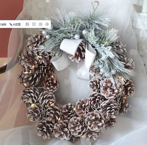 Wooden Pinecone Christmas Wreath Vine Pendant