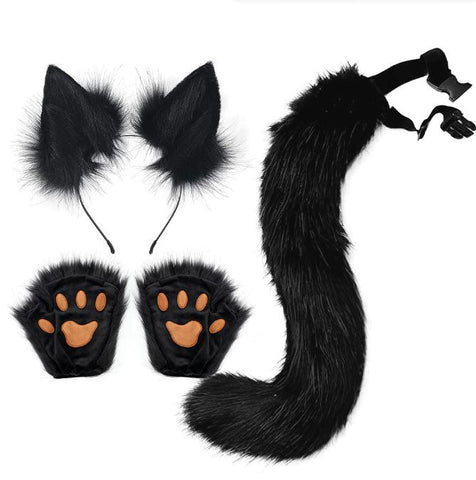 Halloween Set Beast Claw Simulation Plush Fox Ear Hair Hoop Beast Ear Tail COS Accessory