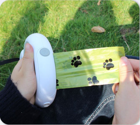 Multi functional pet automatic retractable traction rope with night light and garbage bag