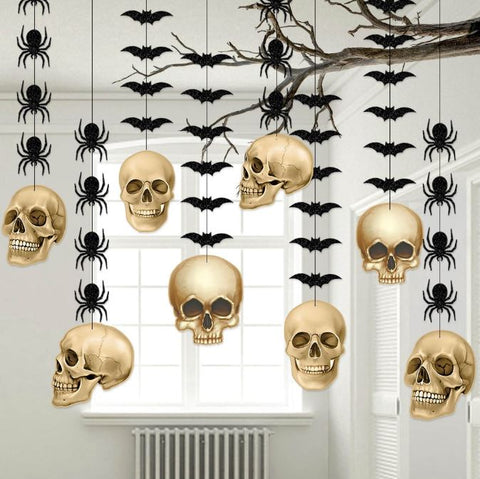 Halloween Skull and Bat Spider Pendant