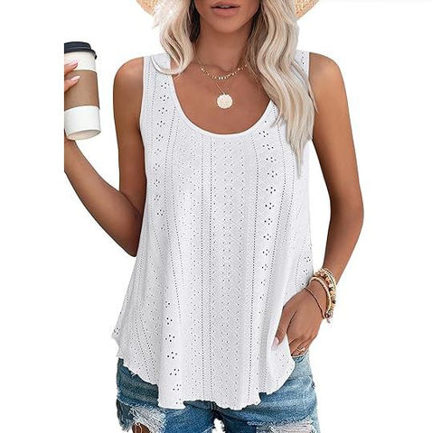 Spring and summer new round neck loose sleeveless T-shirt top