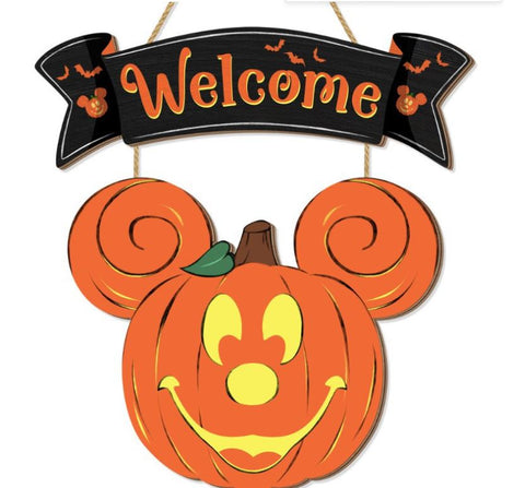 Halloween Wooden Mouse Head Pumpkin Door Decoration