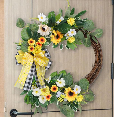 Door hanging sunflower vine Christmas wreath
