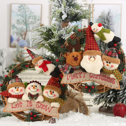 4 plush rattan flower garland pendants