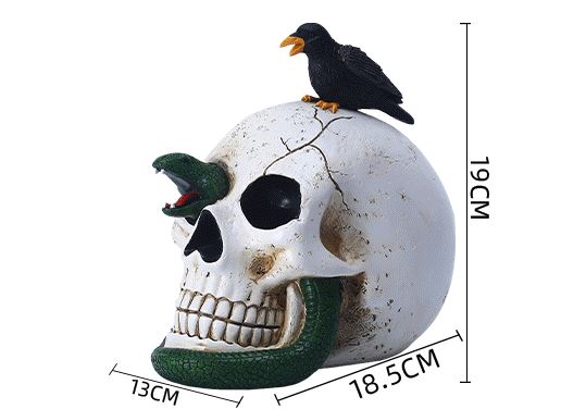 Halloween Green Snake Crow White Skull Ornament