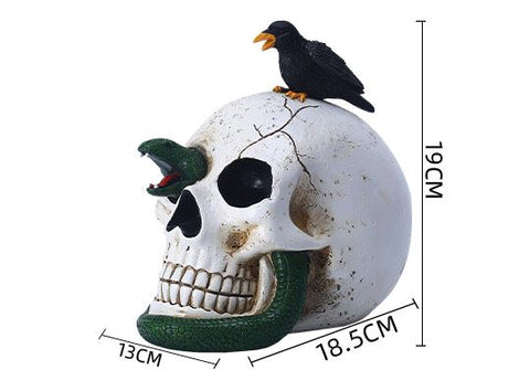 Halloween Green Snake Crow White Skull Ornament