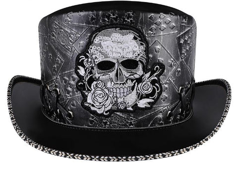 Punk retro knight skull embroidered dome party hat