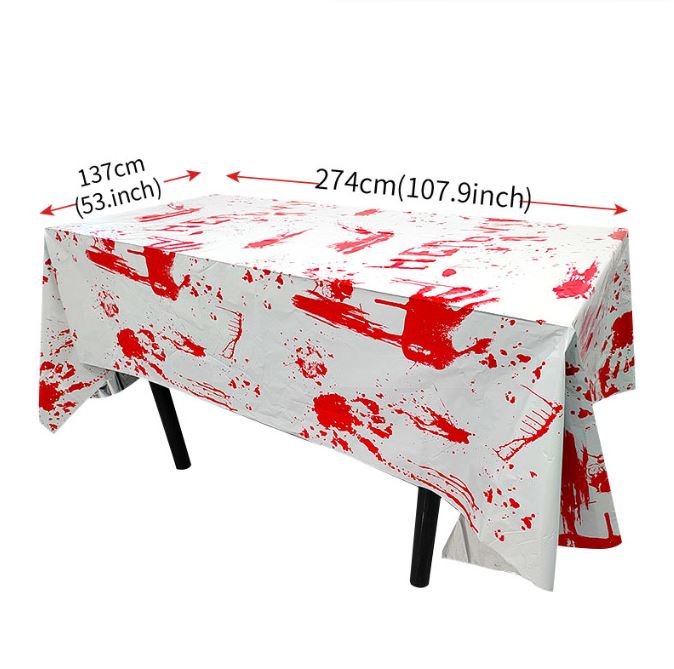 Halloween Party Decoration Disposable Aluminum Film Blood Handprint Tablecloth