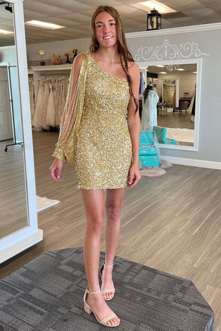 Sequins Sheath One Shoulder  Homecoming Dress