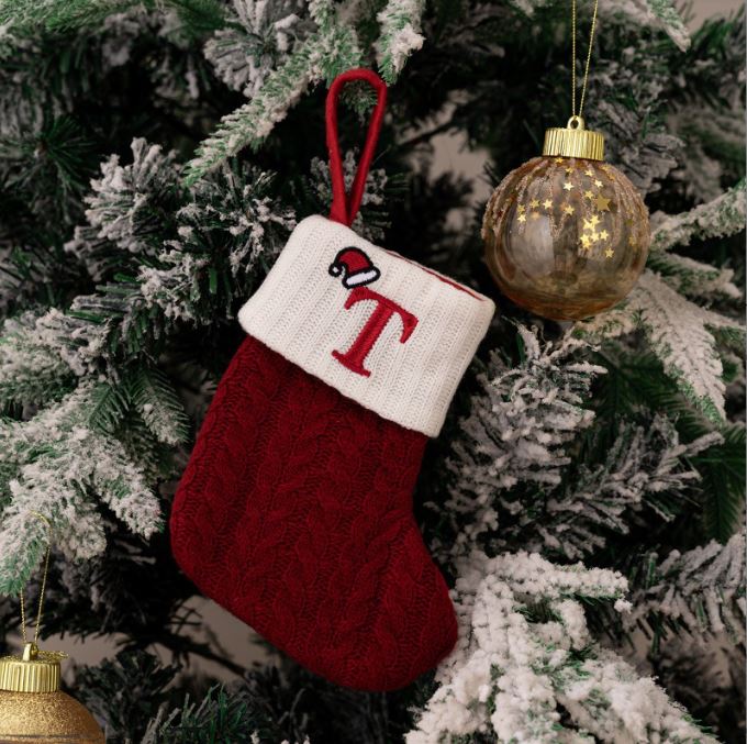 Red Knitted Christmas Letter Socks Christmas Tree Pendant