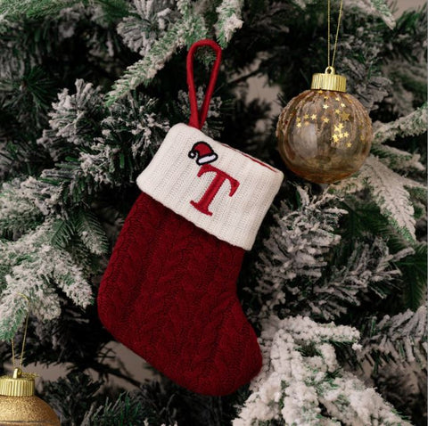 Red Knitted Christmas Letter Socks Christmas Tree Pendant