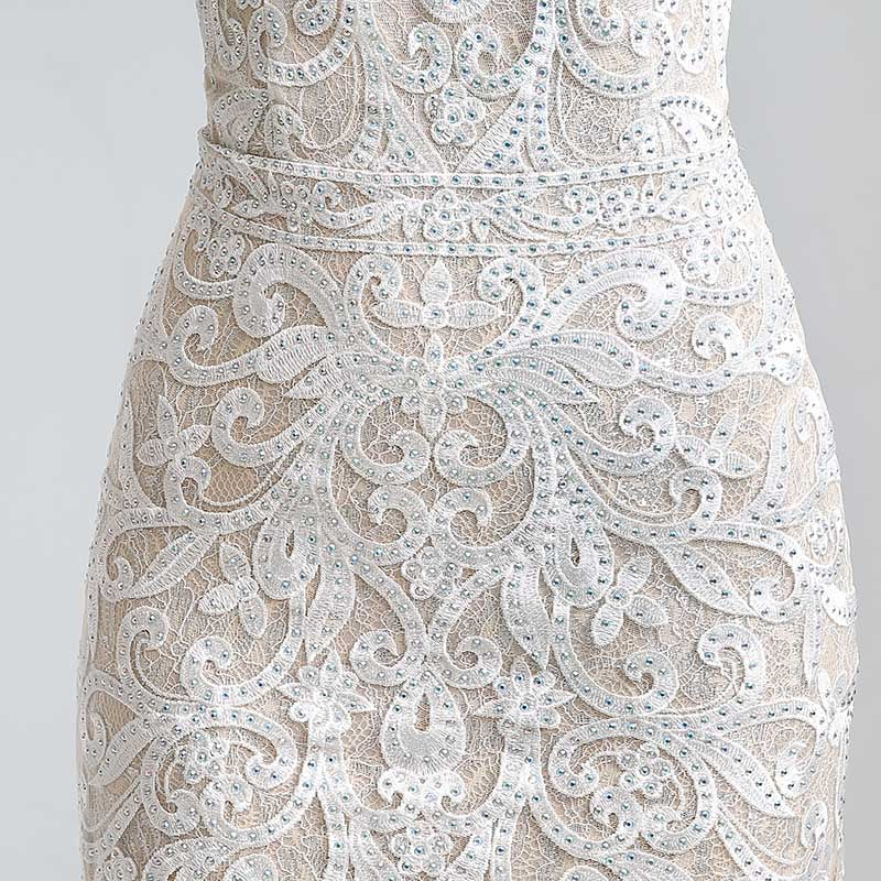 Elegant Sleeveless Black Lace Bodycon Dress with Embellishments - Prom Dress, LX199