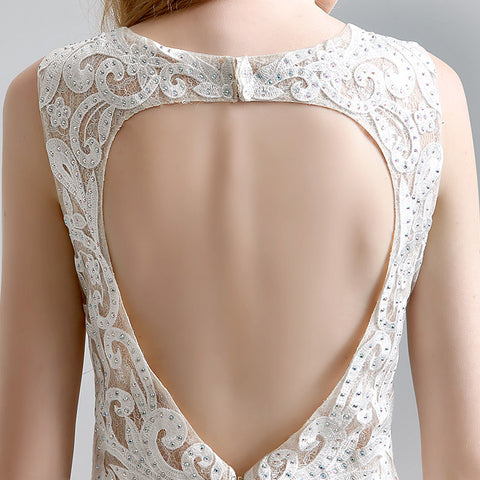 Elegant Sleeveless Black Lace Bodycon Dress with Embellishments - Prom Dress, LX199