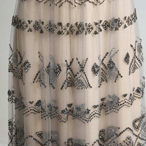 Stylish Sleeveless Long Dress with Geometric Patterns Prom Dress,LX219