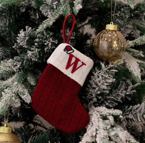 Red Knitted Christmas Letter Socks Christmas Tree Pendant