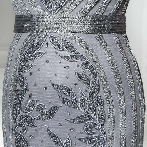 Elegant Silver  - Sleeved Mermaid Gown Tulle Prom Dress, LX296