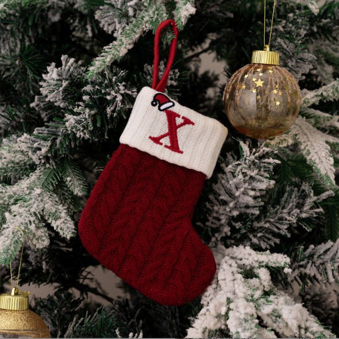 Red Knitted Christmas Letter Socks Christmas Tree Pendant
