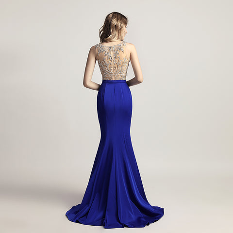 Graceful Sleeveless Mermaid Gown in Light Gray with Embroidered Bodice Prom Dress,LX414