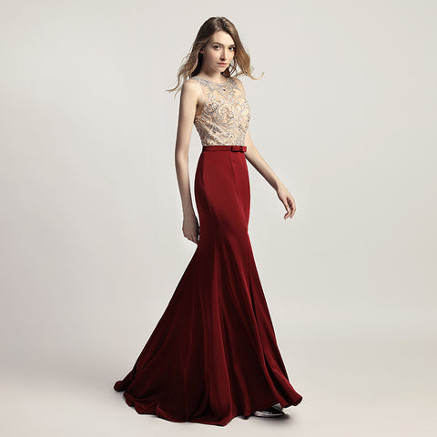 Graceful Sleeveless Mermaid Gown in Light Gray with Embroidered Bodice Prom Dress,LX414