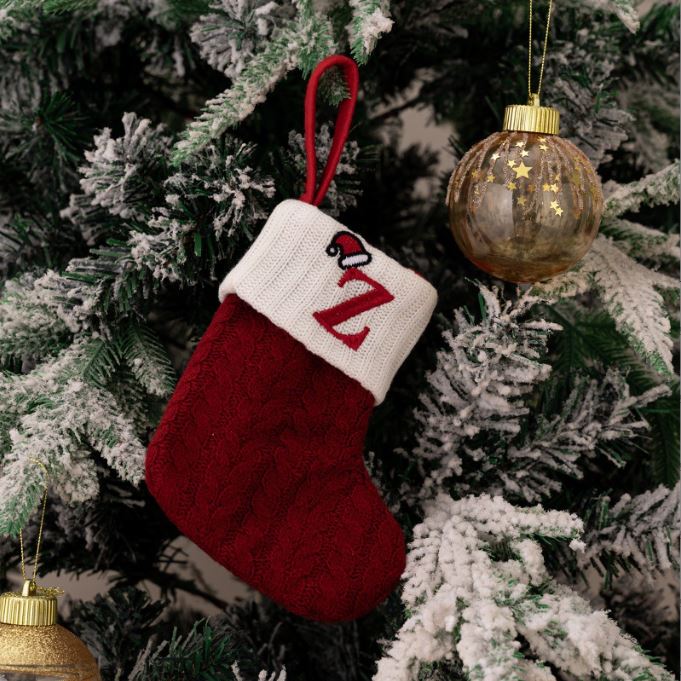 Red Knitted Christmas Letter Socks Christmas Tree Pendant