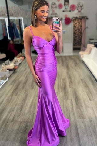 V-Neck Mermaid  Formal Dress with Lace-Up Back