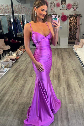 V-Neck Mermaid  Formal Dress with Lace-Up Back