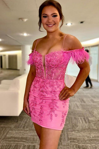Lace Sheath Off the Shoulder Homecoming Dress