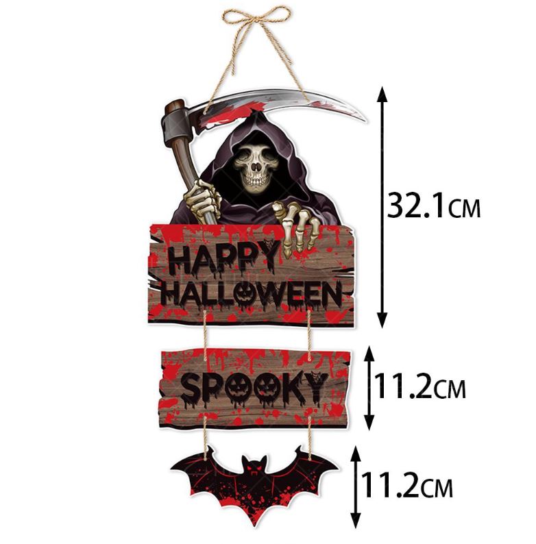 Halloween Wooden Pumpkin Bat Courtyard Wall Pendant Decoration Arts and Crafts