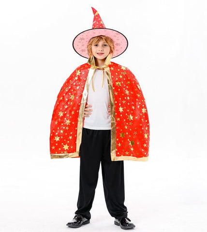 Halloween children's five-star hot stamping witch wizard cloak