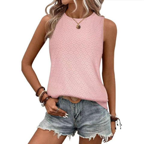 Spring and summer new round neck printed vest T-shirt top