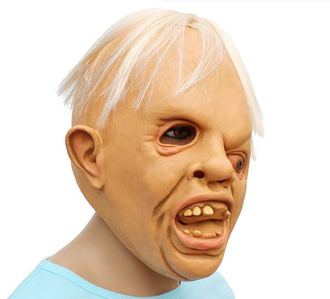 Halloween funny party slanted eyed monster latex mask headgear