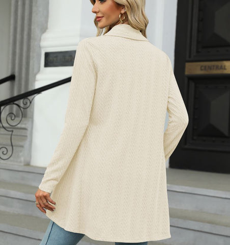 Autumn and winter new long sleeved solid color loose cardigan top women's knitted jacket