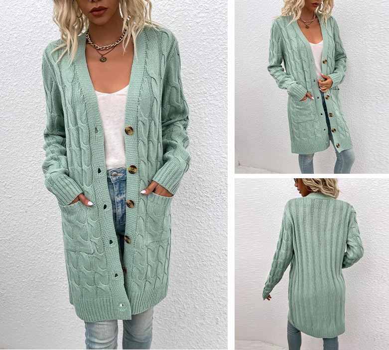 Autumn and winter long button up cardigan