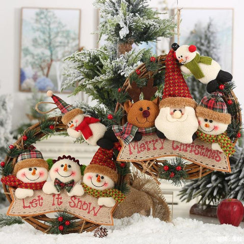 4 plush rattan flower garland pendants