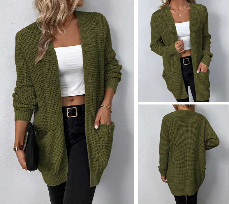 Solid color knitted sweater jacket