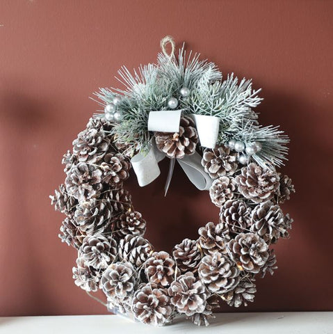 Wooden Pinecone Christmas Wreath Vine Pendant