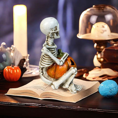 Halloween white ghost holding pumpkin ornament