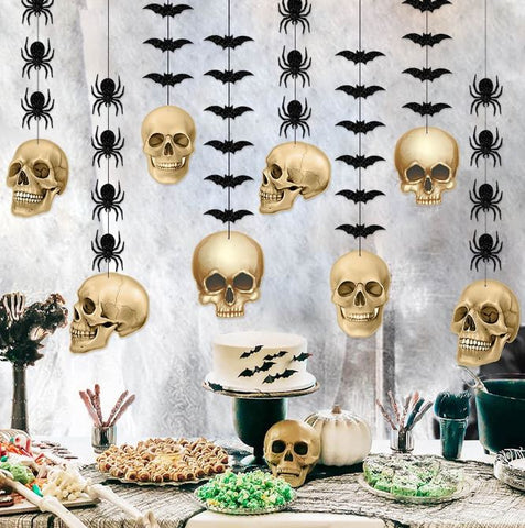 Halloween Skull and Bat Spider Pendant